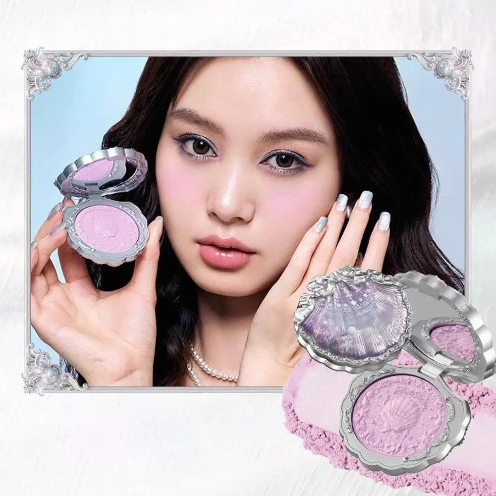 Flower Knows Pearl Shell Shape Velvet Embossed Blush Matte Finish Buildable Blendable Powder Blush For Cheeks For All Skin Tones