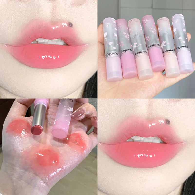 Flowery dish language lip gloss mirror lip glaze beep lip water light lasting makeup not easy to dip cup makeup