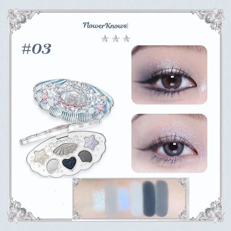 Flower Knows Swan Ballet Eyeshadow Palette Matte Fine Shimmer Pearl Face Palette 6 Colour Glitter Eye Shadow Flowerknows Makeup