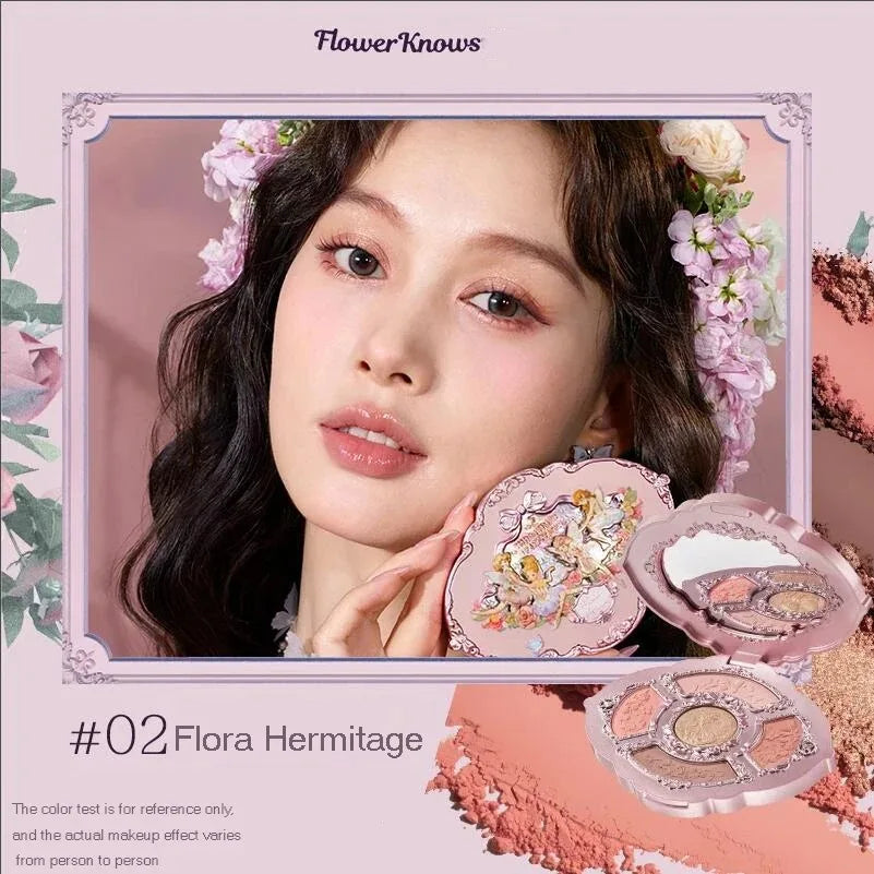 Flower Knows Swan Ballet Eyeshadow Palette Matte Fine Shimmer Pearl Face Palette 6 Colour Glitter Eye Shadow Flowerknows Makeup