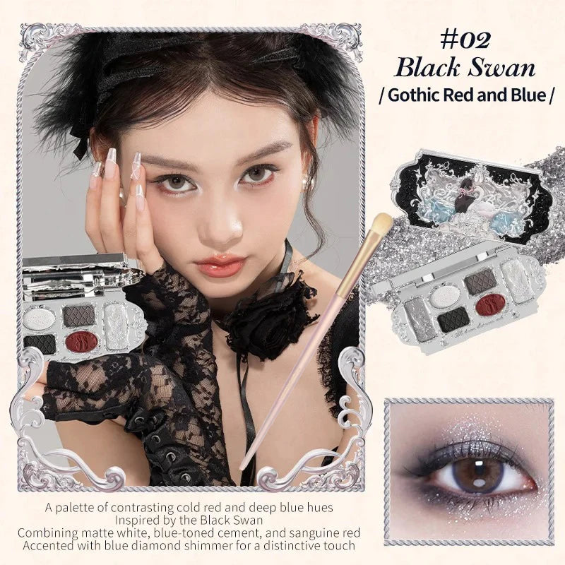 Flower Knows Swan Ballet Eyeshadow Palette Matte Fine Shimmer Pearl Face Palette 6 Colour Glitter Eye Shadow Flowerknows Makeup
