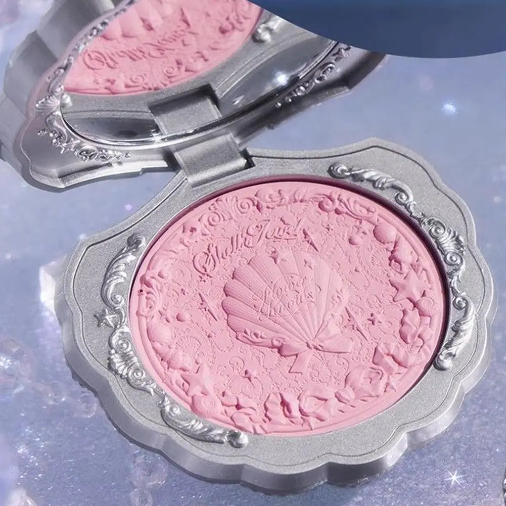 Flower Knows Pearl Shell Shape Velvet Embossed Blush Matte Finish Buildable Blendable Powder Blush For Cheeks For All Skin Tones