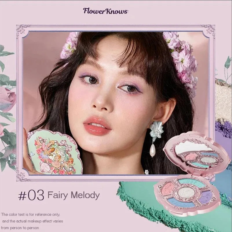 Flower Knows Swan Ballet Eyeshadow Palette Matte Fine Shimmer Pearl Face Palette 6 Colour Glitter Eye Shadow Flowerknows Makeup