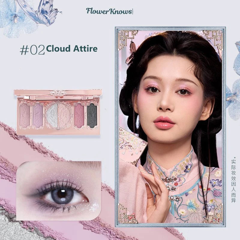Flower Knows Swan Ballet Eyeshadow Palette Matte Fine Shimmer Pearl Face Palette 6 Colour Glitter Eye Shadow Flowerknows Makeup