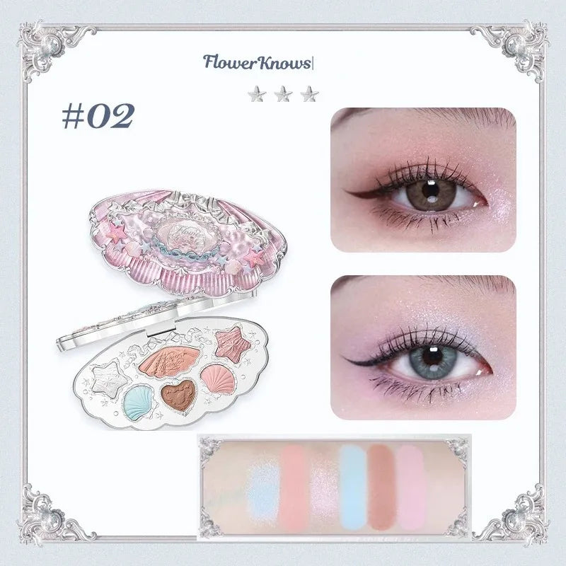 Flower Knows Swan Ballet Eyeshadow Palette Matte Fine Shimmer Pearl Face Palette 6 Colour Glitter Eye Shadow Flowerknows Makeup