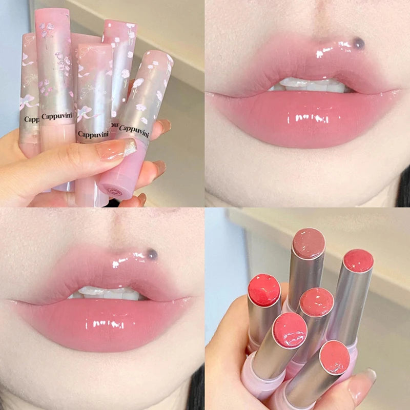 Flowery dish language lip gloss mirror lip glaze beep lip water light lasting makeup not easy to dip cup makeup