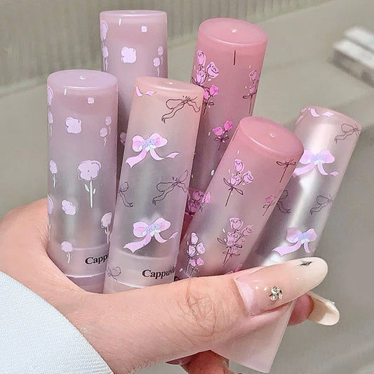 Flowery dish language lip gloss mirror lip glaze beep lip water light lasting makeup not easy to dip cup makeup