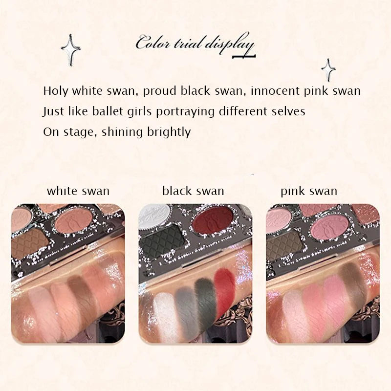 Flower Knows Swan Ballet Eyeshadow Palette Matte Fine Shimmer Pearl Face Palette 6 Colour Glitter Eye Shadow Flowerknows Makeup